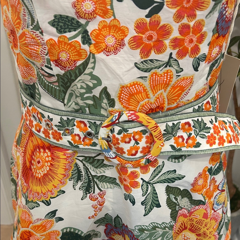 NWT Joie White Strapless Floral Dress with Orange, Yellow & Green - Picture 2 of 6